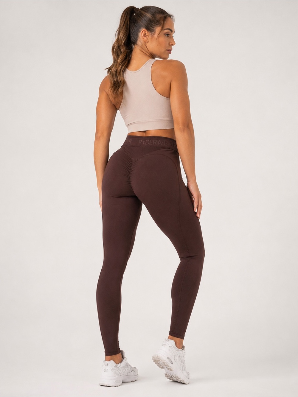 Ryderwear Brown Scrunch Bum High Rise Workout Leggings Women’s